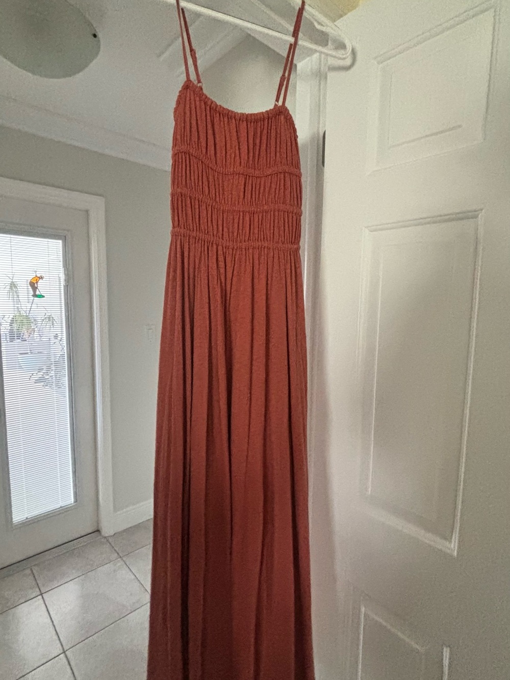 American Eagle Outfitters Terracotta Maxi Dress with Smocked Bodice